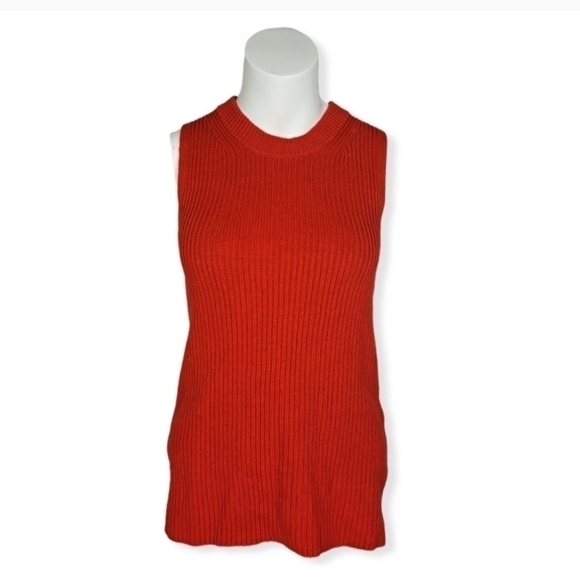 J.CREW red Ribbed Sleeveless Sweater - Picture 10 of 10